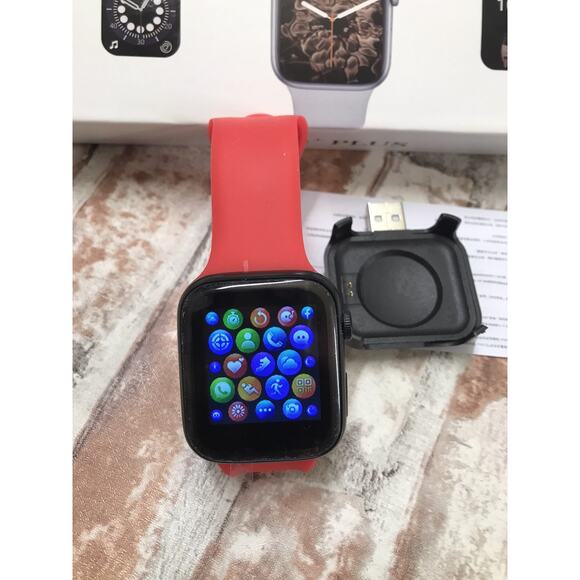 T500+ Plus Smart Watch SERIES RED BLUETOOTH WILL CONNECT IPHONE SAMSUNG 45mm - Picture 1 of 7
